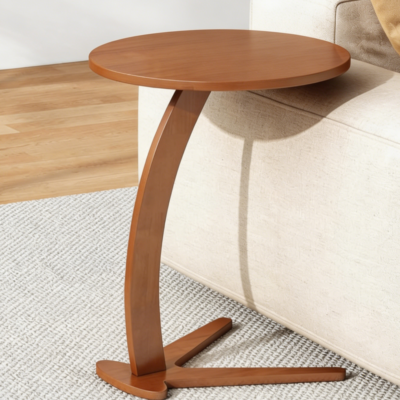 15" Chestnut Solid Wood Round C-Shaped End Table